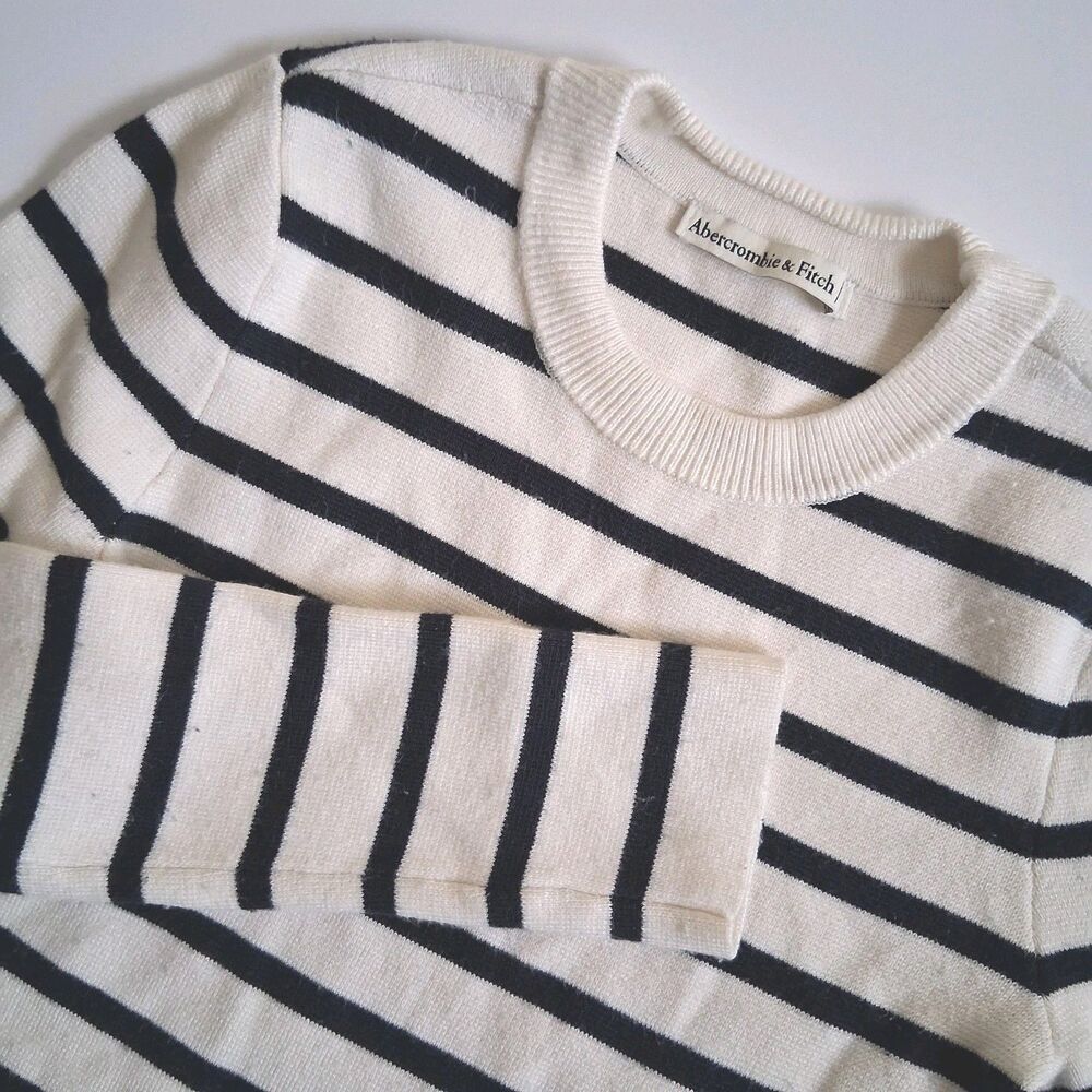 Abercrombie & Fitch Kids Big Girls Sweater XS White Black Stripes Viscose